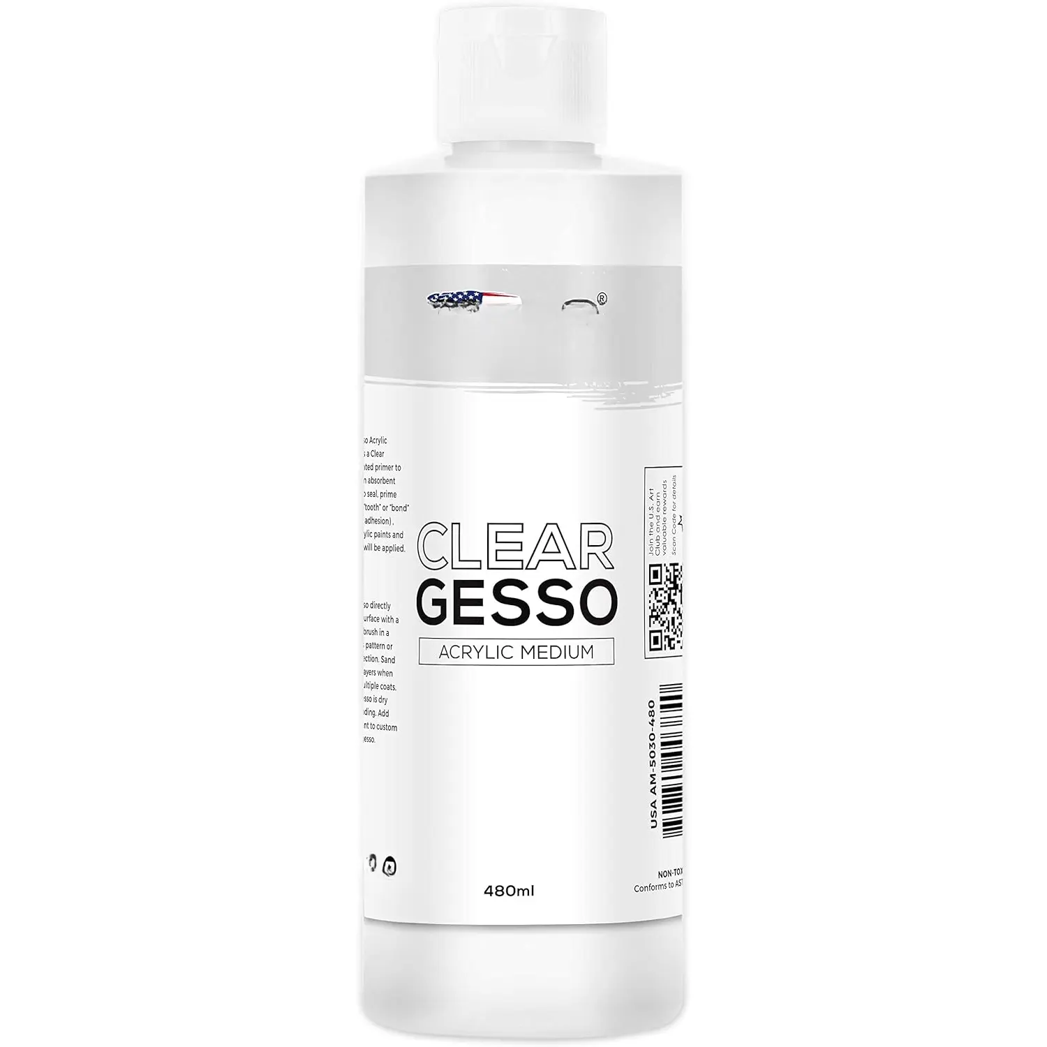 Clear Gesso Primer for  Painting - 16oz  Gesso Primer for Oil &  ,  Canvas Primer with Superior Coverage - Blendable Clear Gesso  for ists