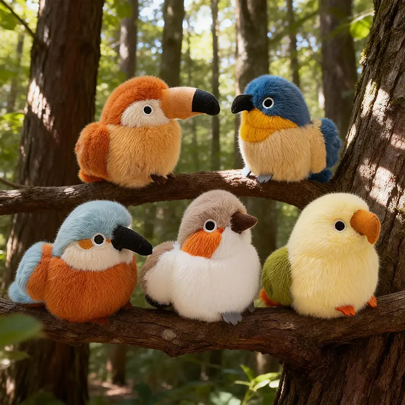 Soft Fufu Bird Figurine — Round, Soothing Realistic Plush Toy for Comfort, Desktop Companion Ornament