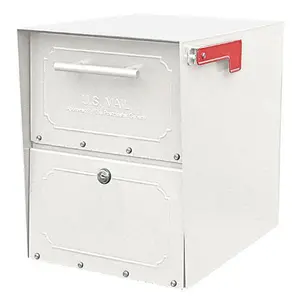 Architectural Mailboxes Oasis Jr. Curbside Locking Mailbox, 15x11.5x18 inch, 16- and 14-gauge, 4"x10" bolt mounting pattern, US Postmaster General-approved, attachable to standard or decorative post - White
