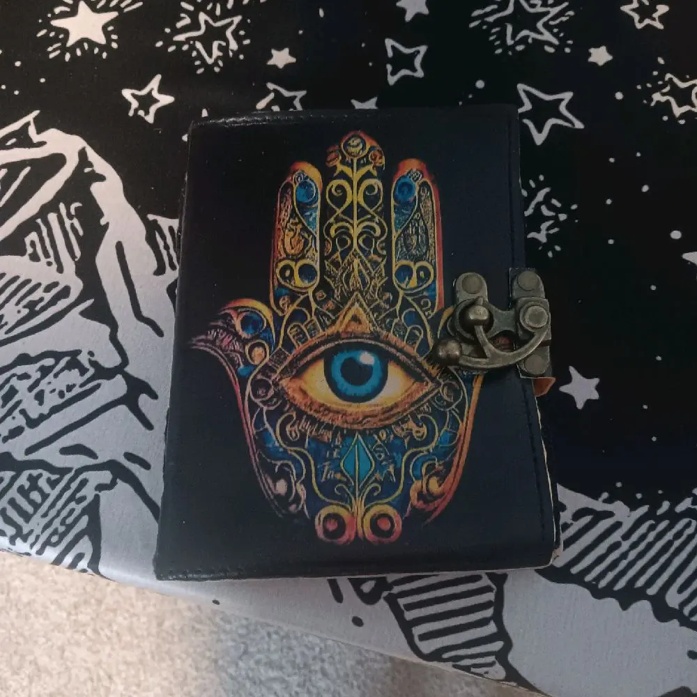 Hamsa Hand Journal with Eye Motif and Locking Mechanism - Versatile Use for Secure Journaling, Note-Taking (Crafts & DIY Lifestyle Accessory for Books, Magazines & Audio Enthusiasts)