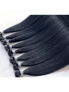 50pcs 40g Human Hair Fusion Flat Tip Extensions, Keratin Capsules, Natural Straight, Suitable for All Women, Sporty Style