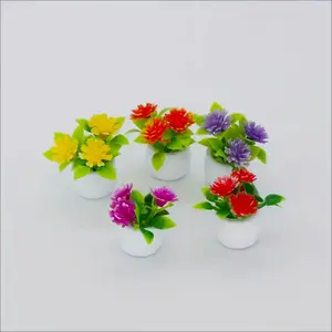 5pcs Mini Flower Pot Decorations Dollhouses Vibrant Artificial Flowers Home Decor Car Mini Flower Pots Holiday Gifts Party Favor Decorative Faux Flower
