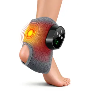 Cordless Heated Vibration Ankle Massager Wrap, 4 Heat Levels & 4 Vibration Modes/Intensities, NTC Safe Temp Control, 1800mAh Rechargeable Ankle Support Brace with 15-Min Auto Shutoff Adjustable Strap for Sports & Standing Soreness Relief