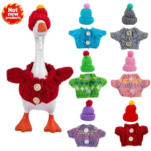 6 Set 7 Inch Desk Goose Outfits Winter Mini Goose Clothes Knitted Sweater with Knitting Hats Cute Holiday Desk Goose Accessories Christmas Decor Gifts for Desktop Geese, Desktop Motion Toys