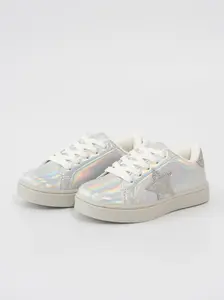 Girls' Sparkle Star Sneaker - Holographic Silver