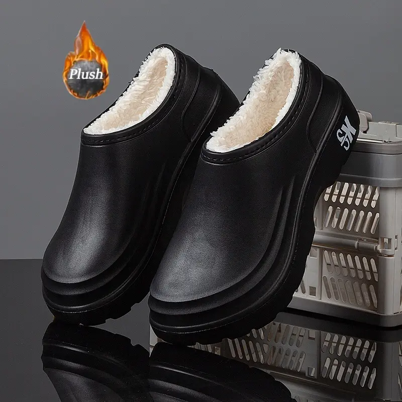 Fashionable work shoes, Cold-Resistant Work Shoes，Plush-Lined，chef shoes, lightweight and comfortable labor protection shoes, protecting toes, casual foot pedals，snowshoe