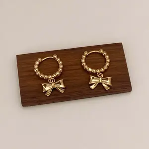 Sweet and cute fashion retro bow earrings personality trend punk niche girls accessories