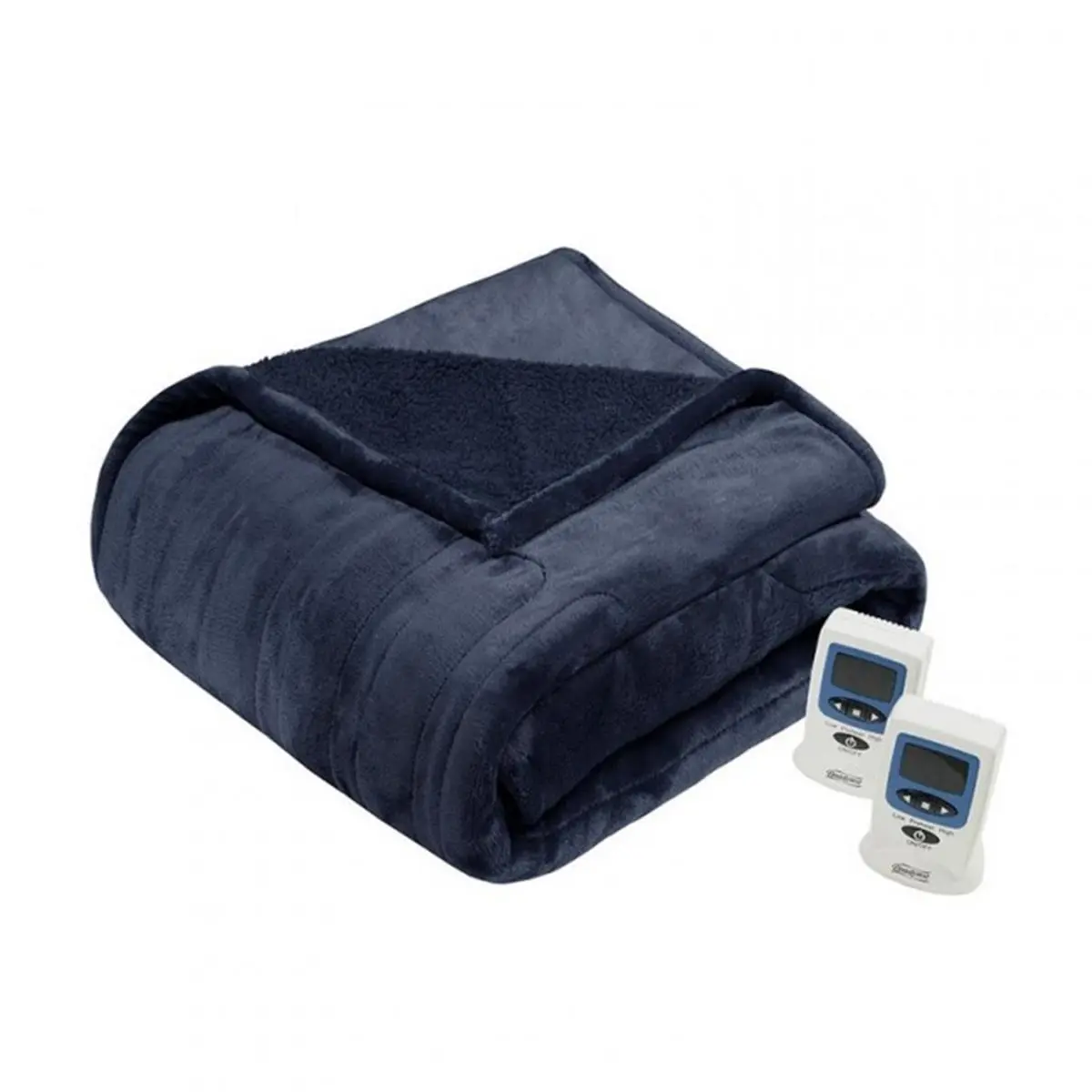 Beautyrest Heated Microlight-to-Berber Bed Blanket - Relaxing, Indigo, King Size
