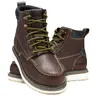 NINGO Men's Full Grain Leather 6-in Closed Steel Toe Dark Brown Work & Safety Boots - Lace-Up, Soft Cushioned Goodyear Welt, Water-Resistant, Slip-Resistant Rubber Cuban Heel Shoes for Factory, Warehouse Workers (All Seasons),outdoorfun