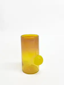 Sticky Glass Bubble Cup TALL #4 - Gold Iris and Yellow Hand Blown Glassware