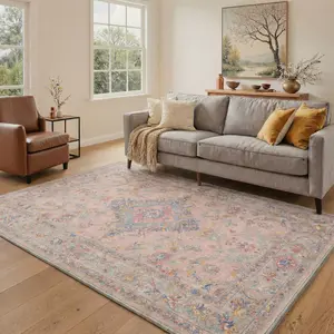 【Summervibes】GENIMO Soft Rug – Machine Washable, Non-Slip, Pet Friendly Floor Rug, Area Carpet Ideal for Living Room, Bedroom, Kitchen, Hallway, Complete Interior Decor ,ARP2650-PETAL
