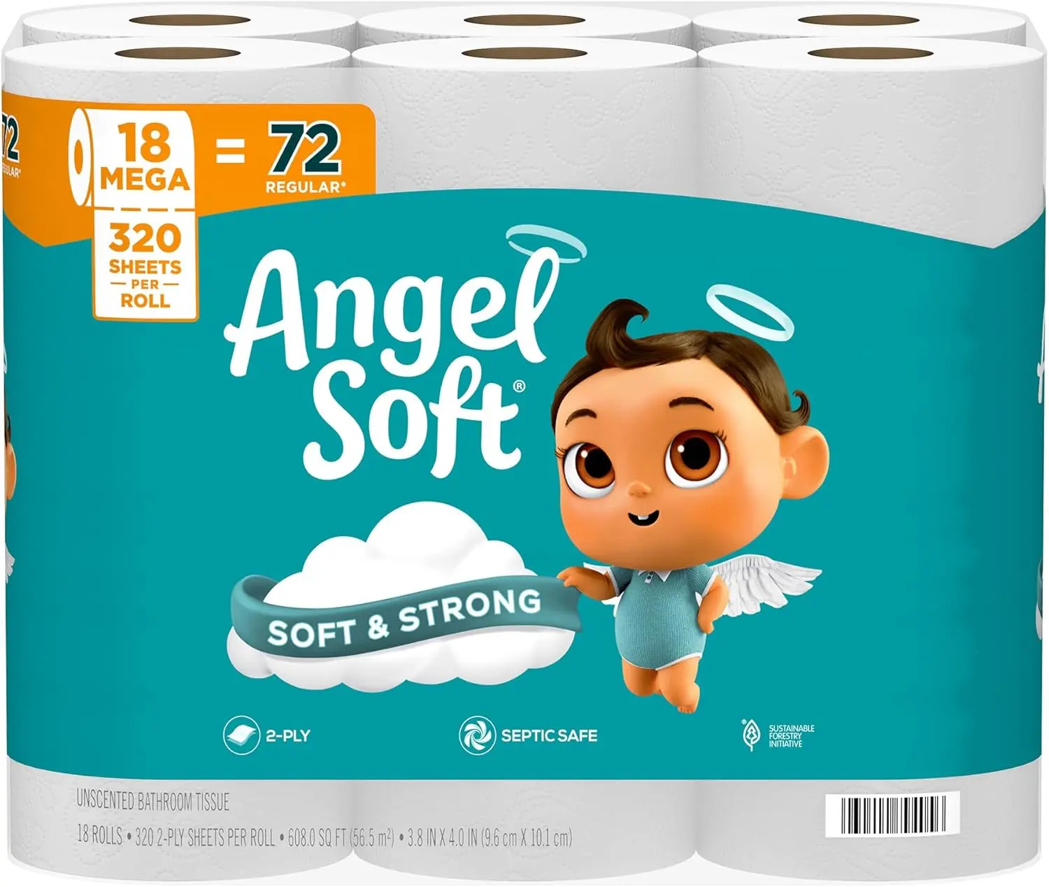 Soft Toilet Paper, 18 Mega Rolls = 72 Regular Rolls, Soft and Strong Toilet Tissue