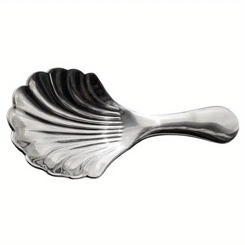 1pc Retro Shell Design Stainless Steel Teaspoon - Measuring Loose Leaf Tea Tool, Matcha & British Black Tea Scoop, Durable Kitchen Brewing Essential, 1pc/shell spoon