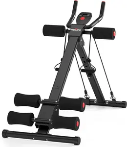 RELIFE Adjustable Ab Trainer Machine Foldable Ab Cruncher with LCD Monitor 5 Height Levels 2 Incline Settings Home Gym Core Workout Equipment 440LBS Capacity