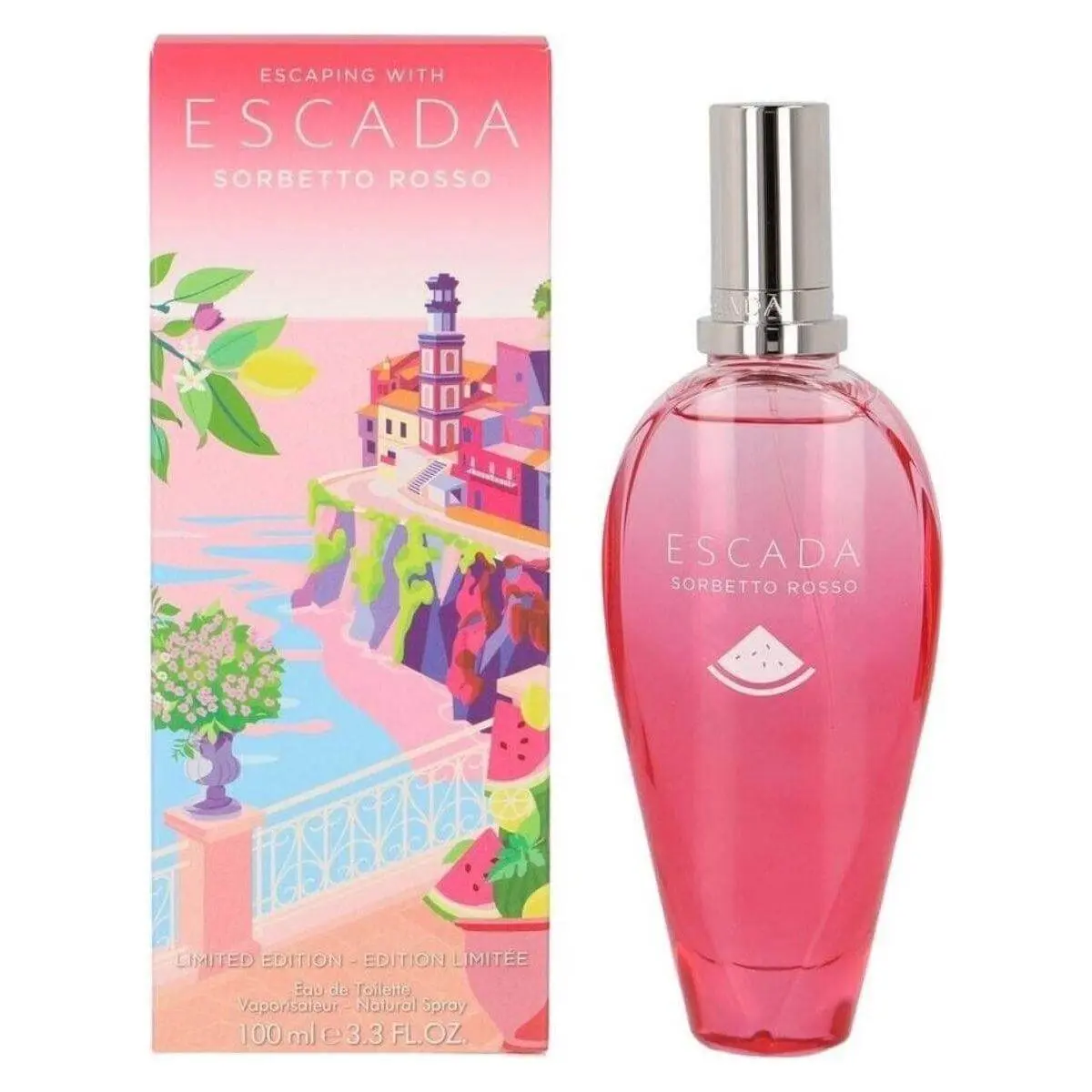 Escada Sorbetto Rosso Women's EDT Perfume - Fruit Floral Scent with Watermelon, Sea Salt Notes, 3.3 fl oz, New in Box, Citrus-Infused Women's Fragrance, Botanical Women's Fragrance