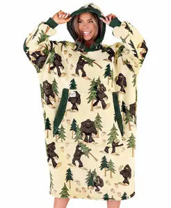 LazyOne | Bigfoot Blanket Hoodie For Adults - Super Soft Coral Fleece, Double-Sided Fabric, Kangaroo Pockets - Sasquatch