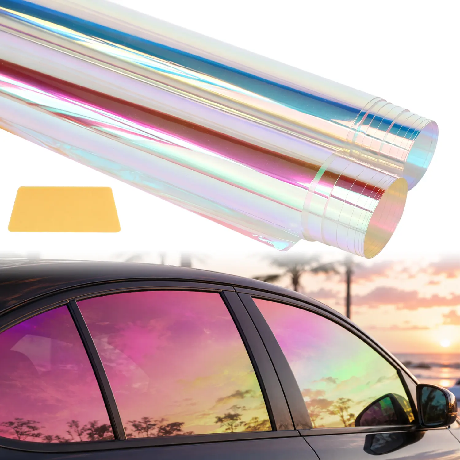 Chameleon Window Tint Roll, Iridescent Color Shifting Auto Glass Film, Self-Adhesive UV Protection Car Tint 138/200CM upgrade Window Film