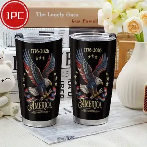 1pc 20oz Stainless Steel Tumbler with America 250th Anniversary Patriotic Eagle Design, Durable Insulated Travel Cup for Hot & Cold Beverages, Perfect for Home & Outdoor Use, Decorative & Durable Insulated Beverage Container