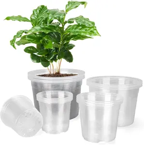10/8/6/5 Inch Large Clear  Pots with Drainage Holes, 16 Pack Gallon Clear Plastic Pots for , Seedling Starter Pot, Garden  Pots for