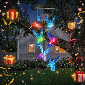 Warm summer pick: Red & Blue Hummingbird Solar Color-Changing Wind Chimes. Ideal gift for moms and grandmas, waterproof for outdoor hanging. Lovely chimes and color-changing lights refresh your summer.