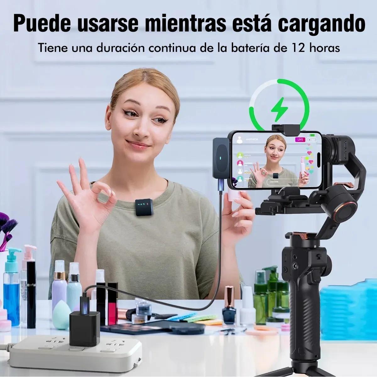 Wireless microphone, USB rechargeable wireless microphone, comes with a Lightning adapter, clip-on design, suitable for HD video blogging/live streaming, audio and microphone.