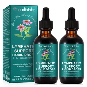 [2-Pack] Acentiallabs Lymphatic Drainage Drops - Organic 21-in-1 Lymph Support Supplement w/ Burdock Root, Echinacea & Elderberry - Natural Detox & Immune Boost, 2 fl oz (Pack of 2)