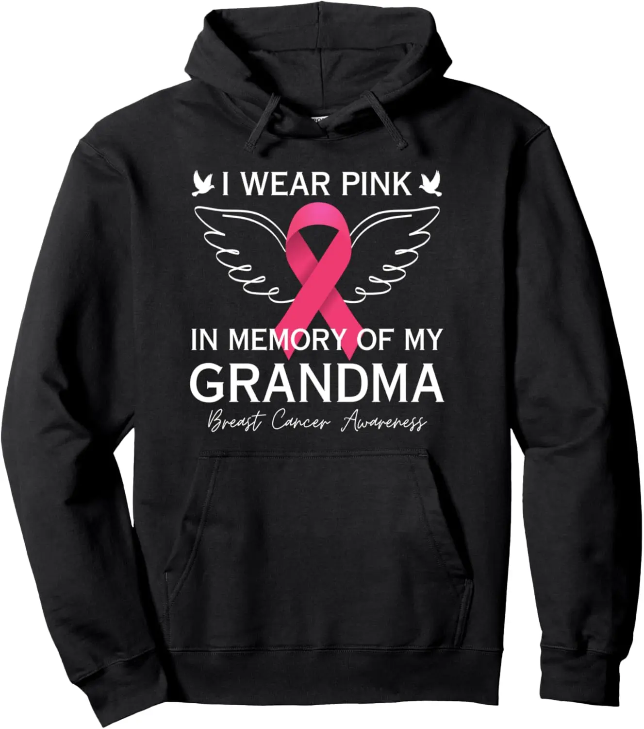 I Wear Pink In Memory Of My Grandma Angel In Heaven Memory Pullover Hoodie