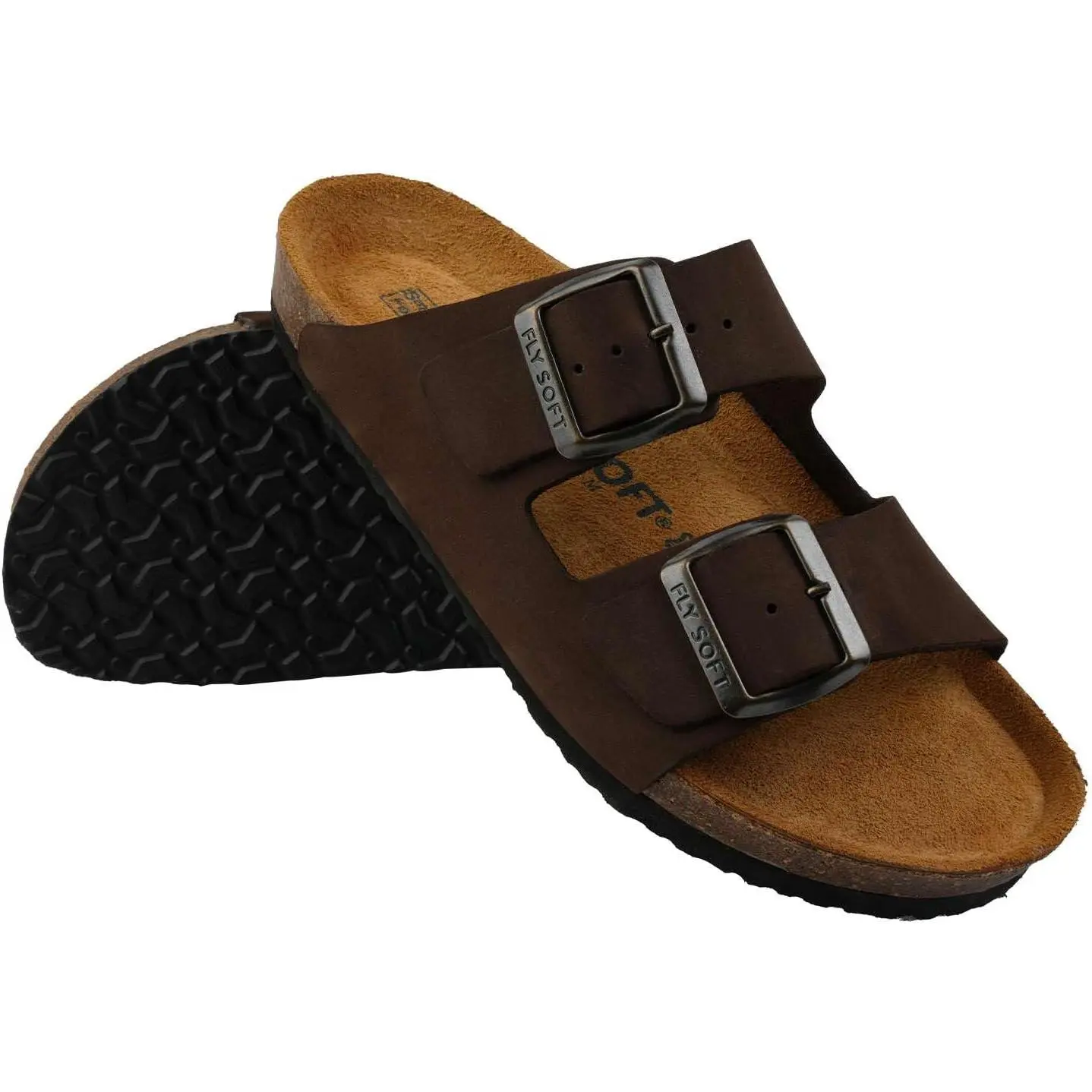 Women's 100% Genuine Leather Sandals - Comfortable Smart Foam Footbed, Slip-On Slides for Summer Wear, Adjustable Fit and Durable Non-Slip Sole