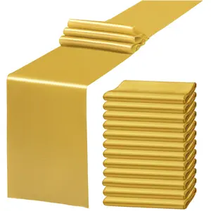 MTREO 12 24 Pack Satin Table Runner 12 x 108 Inch Long Premium Table Runners for Wedding Party Events Decoration, Birthday Parties, Banquets Decorations, Graduations, Engagements