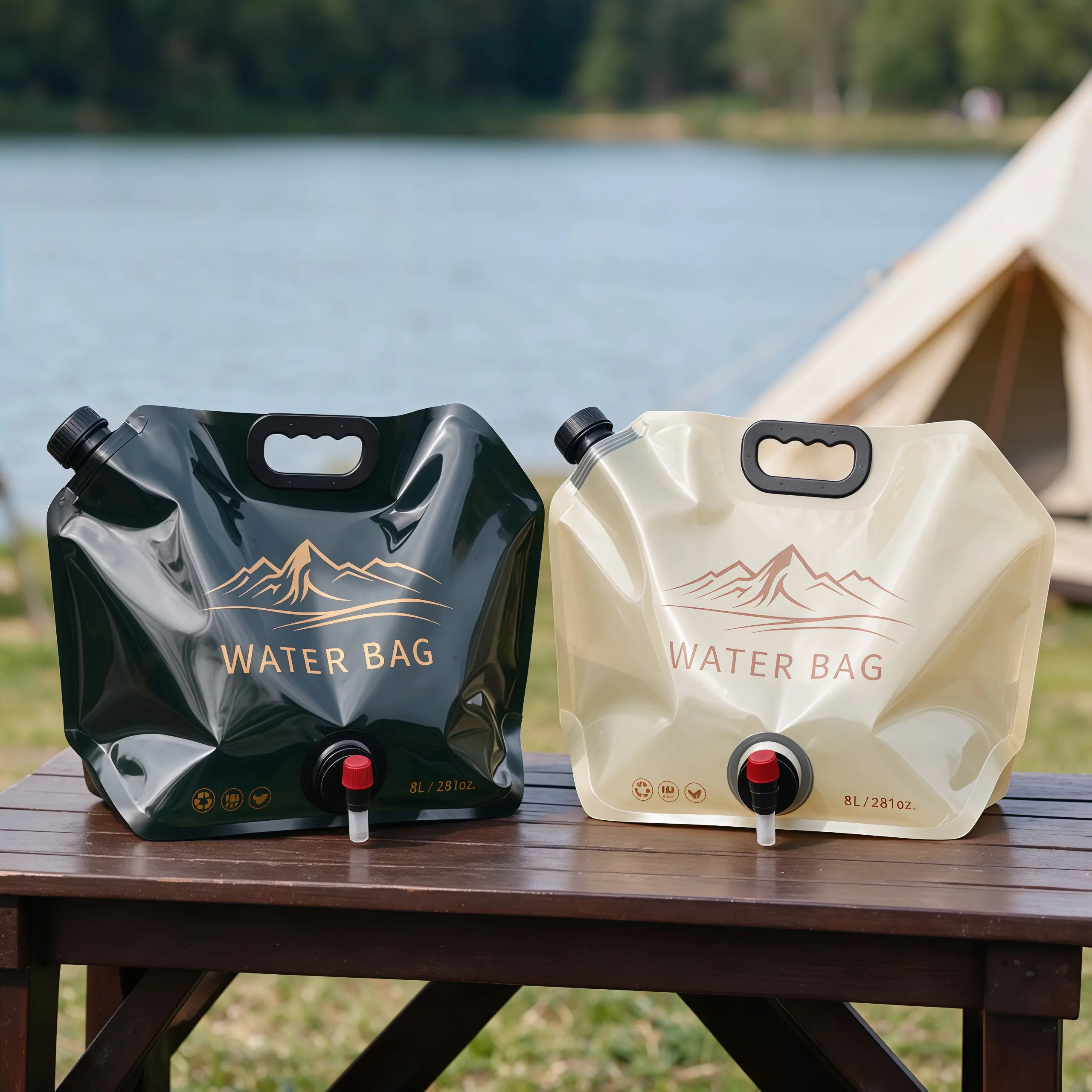 2-Pack Camping Water Containers, 2 GallonFoldable Water Bottle with Spout, ReusableBPA-Free Plastic, Outdoor Hiking EmergencyWater Bag, Collapsible Water Container,Water Storage Bottle, Camping Accessories