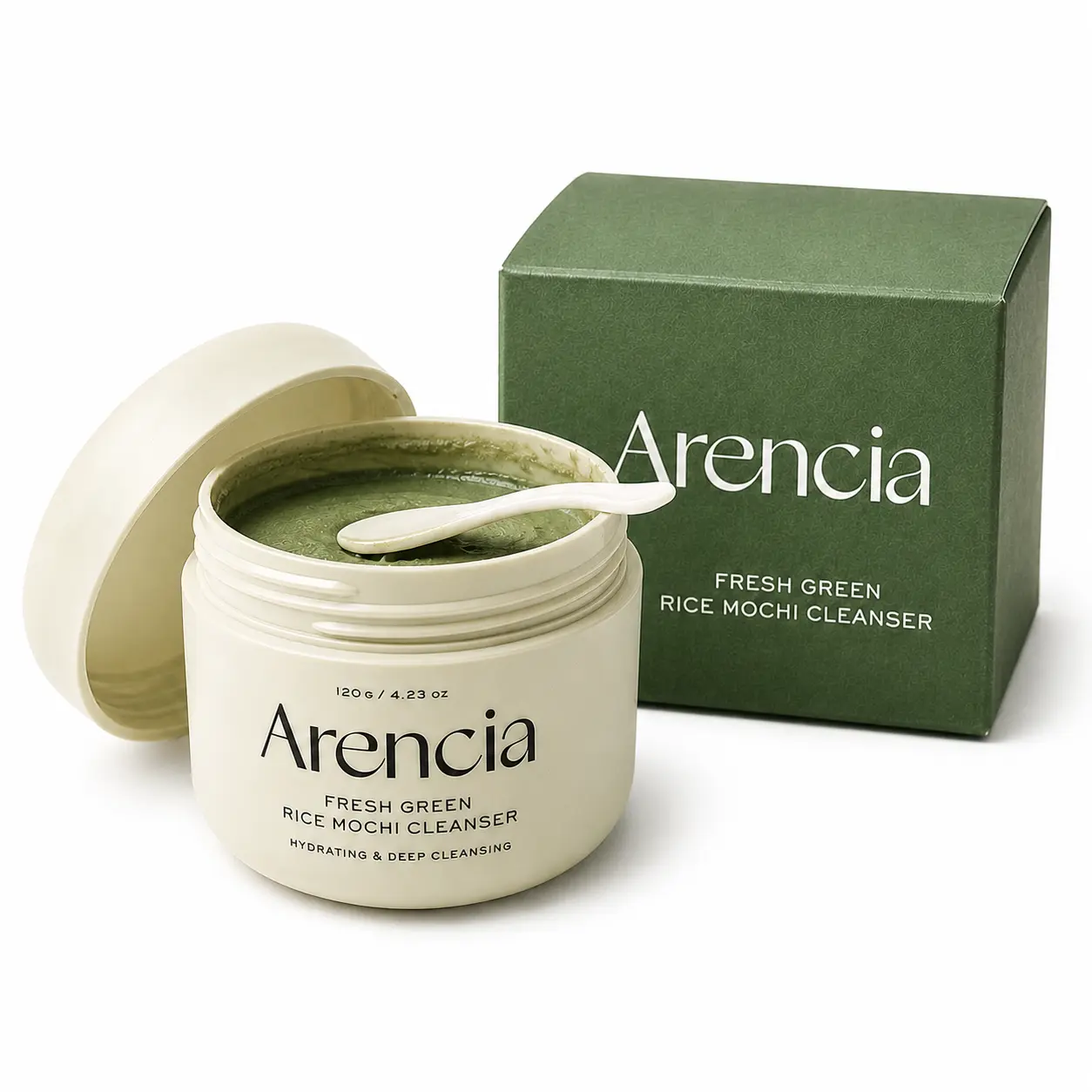 ARENCIA Korean Green Rice Mochi Face Cleanser – ALL-in-1 Foaming Cleanser, Face Mask & Gentle Scrub Facial Skincare Daily Exfoliant Smooth Comfort