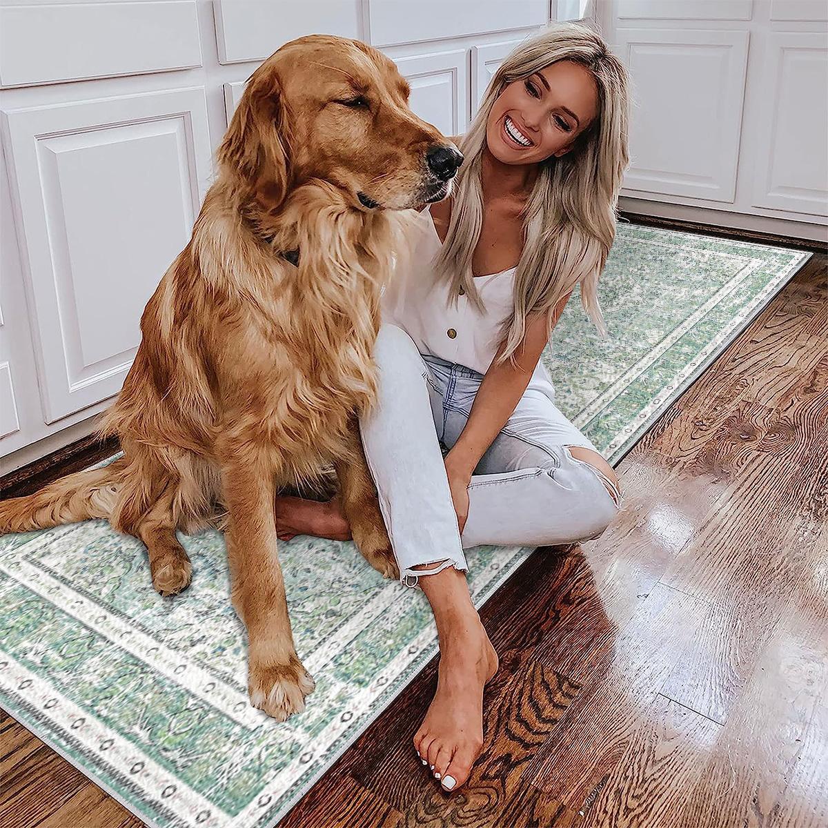 Soft Washable Boho Runner Rug 2ft x 6ft | Non-Slip Vintage Rug for Kitchen & Hallway