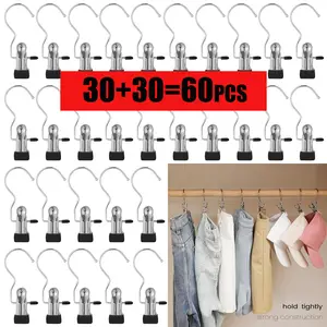 60Pcs Stainless Steel Boot Hangers Clips - Multi-Purpose Laundry Hooks for Closet Home Travel | Hats Handbags Towels Skirt Organiser Hanging