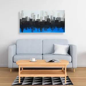 Begin Home Decor C1RC2448XLTGKJ 24 x 48 in. Blue City - Cities Gray Canvas for Stylish Home Decor