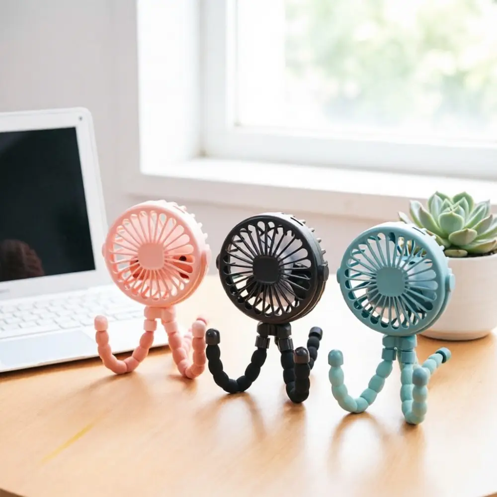 1pc Octopus Tripod Mini Fan, USB Rechargeable Portable Cooling Fan, 360° Flexible Wrappable Fan for Cart, Camping, Gym, Travel & Desktop