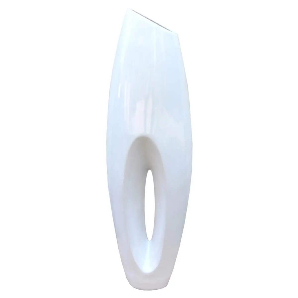 Uniquewise QI003159L Tall Large Ceramic Cylinder Floor Vase, 12x9.8x40.5 in, White Modern Home Decor, Gift-Ready Room Accent, Tall Floor Vases