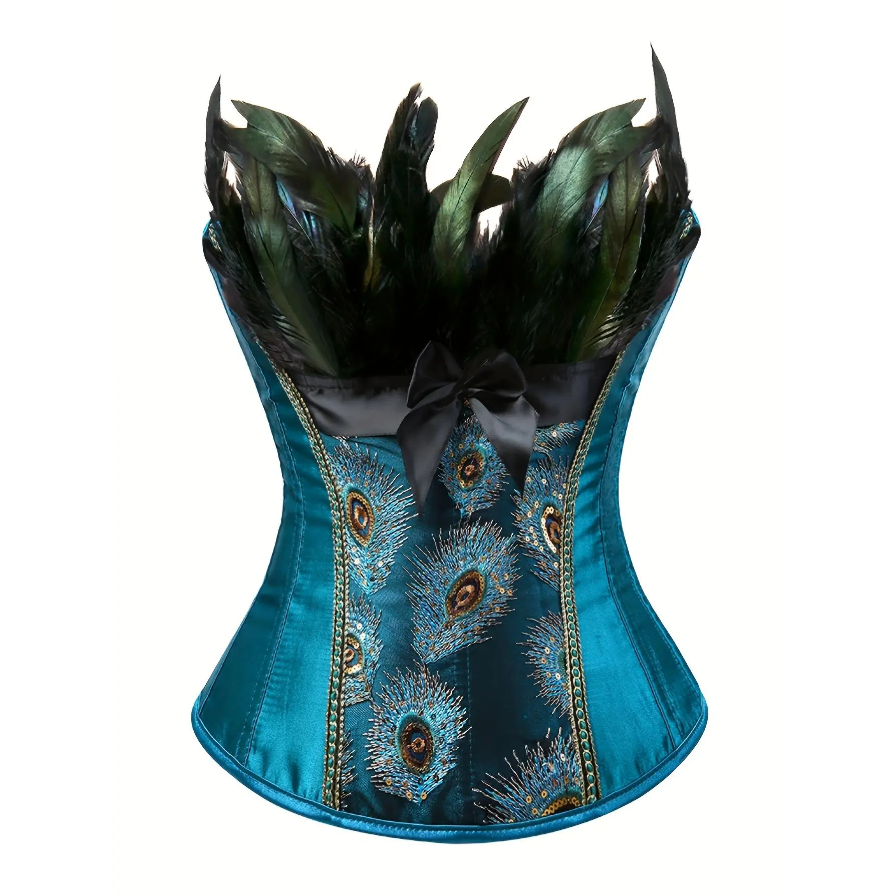 Women Elegant Peacock Chest Jumpsuit Top Vintage Tie Front Bodysuit Dark Blue Satin Polyester Non-Stretchy Fabric Fun Halloween Costume Outfit For Party Cosplay Daily Street Layering