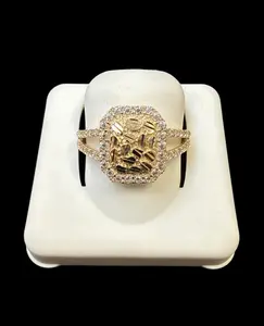 Ali Jewelers 10 Karat Gold Square Nugget Ring - Unisex Hazard-Free Costume Jewelry with Stone Accents, Gold Rings