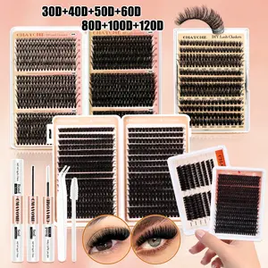 708/544/320/224/160 Pcs Dense Lash Clusters. 30D-120D Mixed Styles, 8-18mm Lengths. Natural Daily & Dramatic Party Looks. Includes Glue, Tweezers & Brush. Lightweight & Long-lasting. Beginner-Friendly & Reusable. For Daily/Stage Use. DIY Lash Clusters