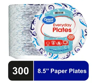 Great Value Everyday Disposable Paper Plates, 8.5", 300 Count
