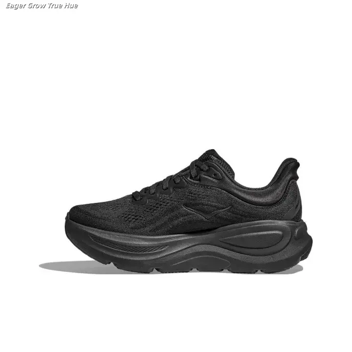 Brand New Original Box Unisex All Black Mesh Running Shoes Ultra Thick Multi Wave Foam Cushion Non Slip Breathable Walking Gym Athletic Sneakers US Sizes 5-12