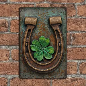 Vintage Irish Harp & Clover Wall Decor - Rustic Celtic Design, Durable Aluminum 8"x12", Easy to Hang, Ideal for Home, Bar, Cafe Gifts Decoration Hanging Hand Ornaments Hangable
