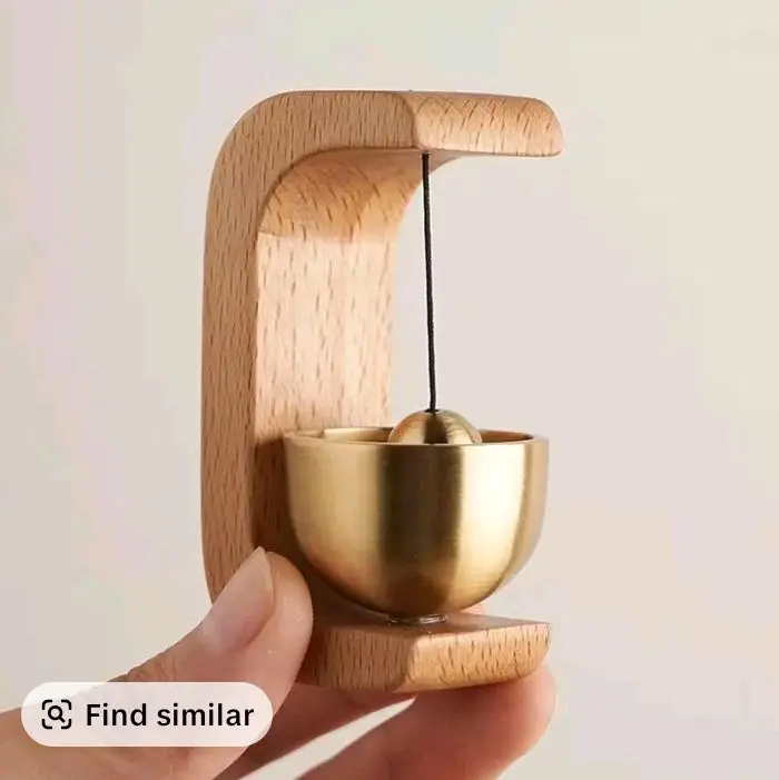 Suction Door Solid Wood Chime - Unique Design with Brass Accent and Wooden Base for Your Home Decor Needs