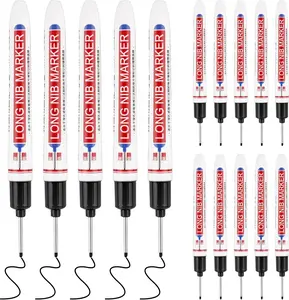 15 Long Tip Markers with Deep Point Tip, 0.787 Inch Long Head, Quick-Drying Waterproof Architectural Scribing Tool(Black).