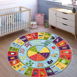 Round Letter Pattern Foldable Play Mat, Nursery Development Mat, Non-slip Floor Mat, Easy To Care & Easy To Clean Machine-washable Rugs for Home Living Room Bedroom Game Room Kids Room, Play Mat for Babies