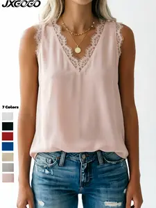Jxgogo 2026 Summer Must-Have Lace Cami | V-Neck Sleeveless Casual Tank Top