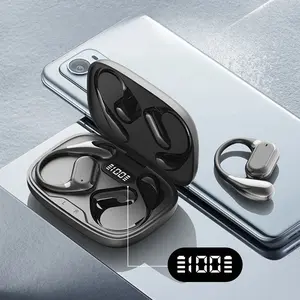 Wireless Ear Hanging Audio Earphone, Touch Volume Control Earphone, Noise Cancelling Headphone with Digital Display Charging Case