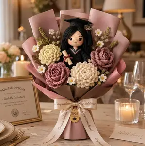 Graduation Gift Custom Crochet Flower Bouquet with Graduate Doll | Personalized Senior Gift | Handmade Graduation Keepsake | Cute Class of 2026 Plush Flower Bouquet | Unique Graduation Present for Her, Friend & Daughter #GraduationGift#CrochetBouquet2026