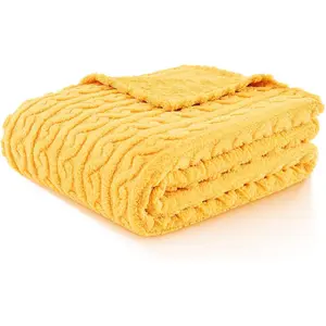 Blanket - 3D Pattern Yellow Throw Blanket for Sofa Couch, Bed, Warm Soft Cozy Microfiber Fleece Blanket for Living Room, Throw 50"x60"