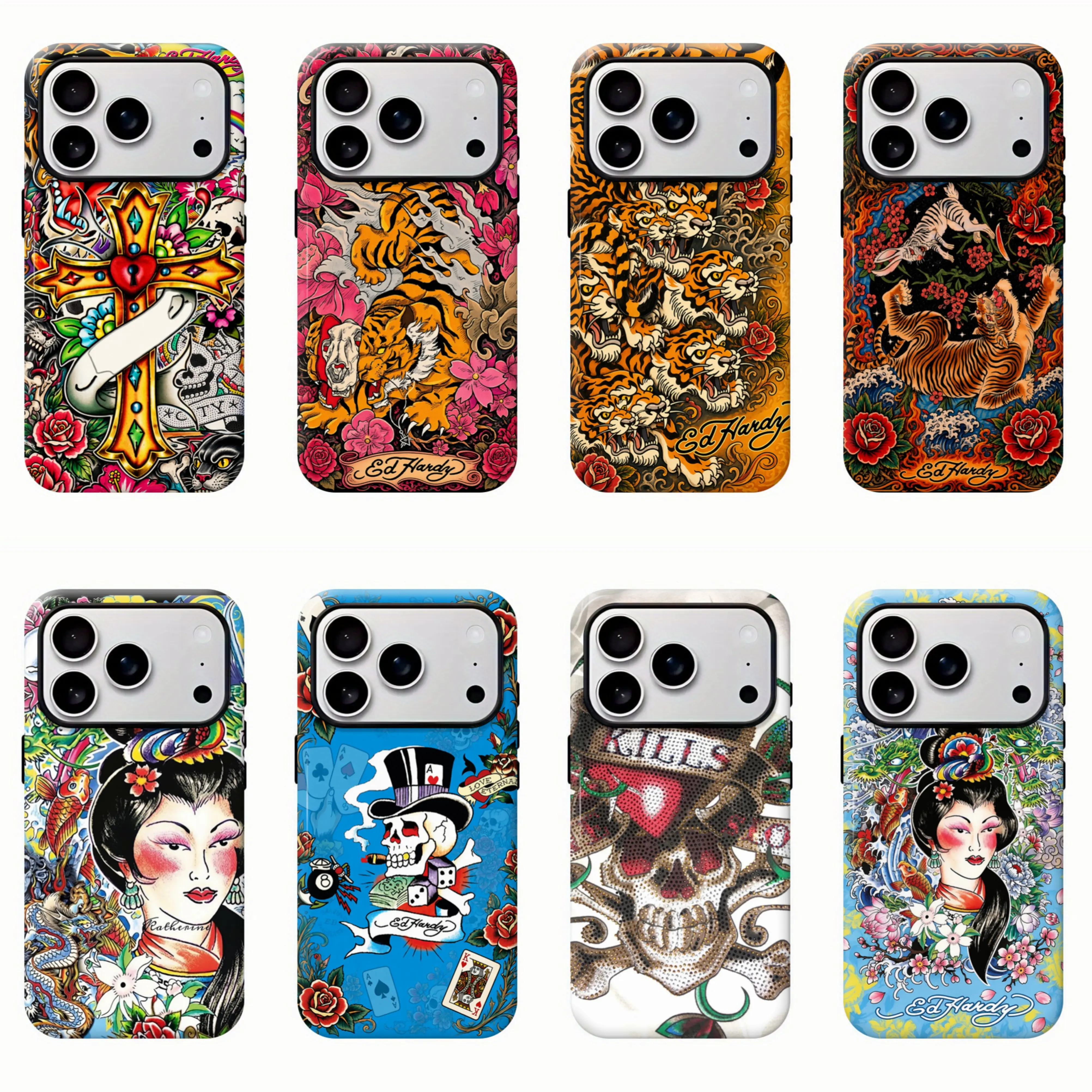 Vintage Dragon Skull Leopard Tattoo iPhone Case Aesthetic Y2k Trendy Tiger Hardy Collage Phone Casefor iPhone 16/15/14/13/12/11/17 ProMax Plus for Samsung phones, suitable for both men and women, Perfect Gift for Women Men.A gift for the fans
